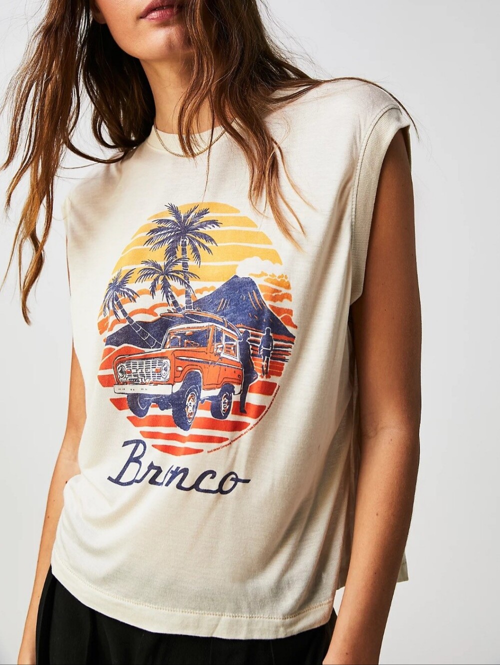 🛍Junk Food Clothing Ford Bronco Sunset Vintage Graphic Tissue Tank Birch Size M